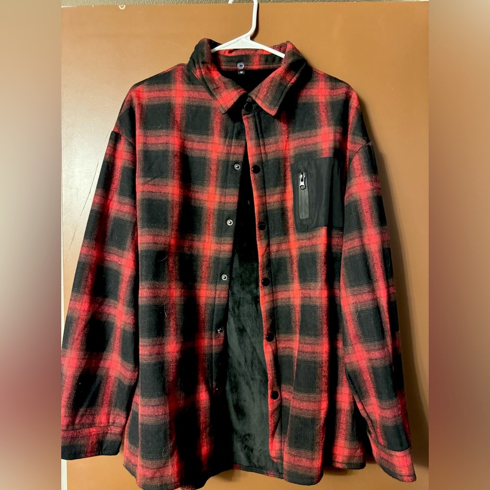 red an black checkered jacket size M